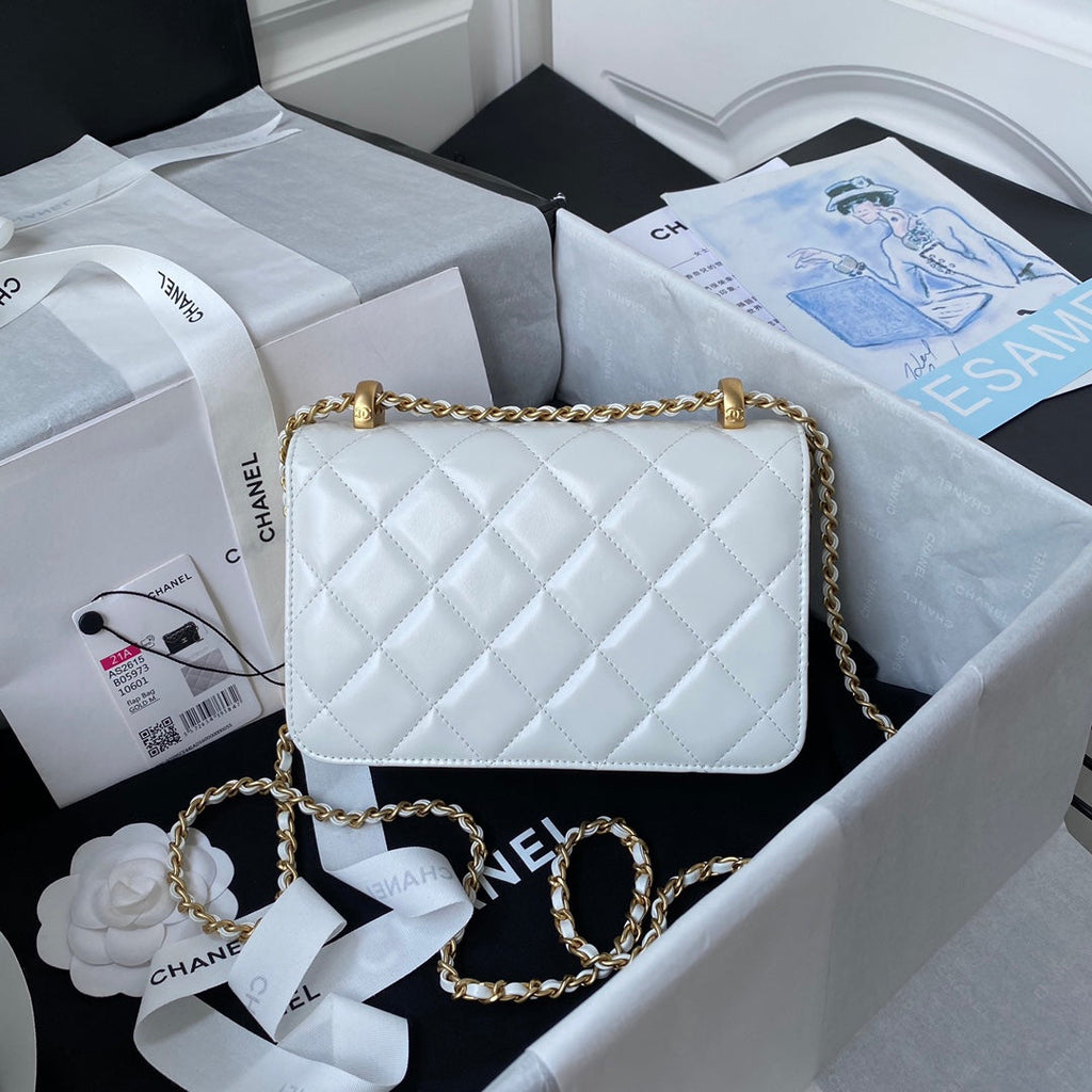 Chanel Mini Flap bag AS2615 Lambskin White