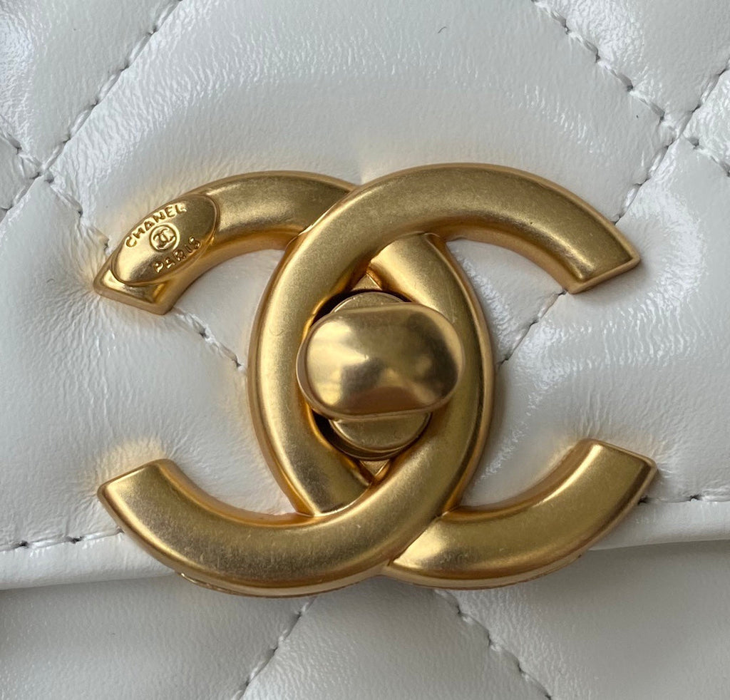Chanel Mini Flap bag AS2615 Lambskin White