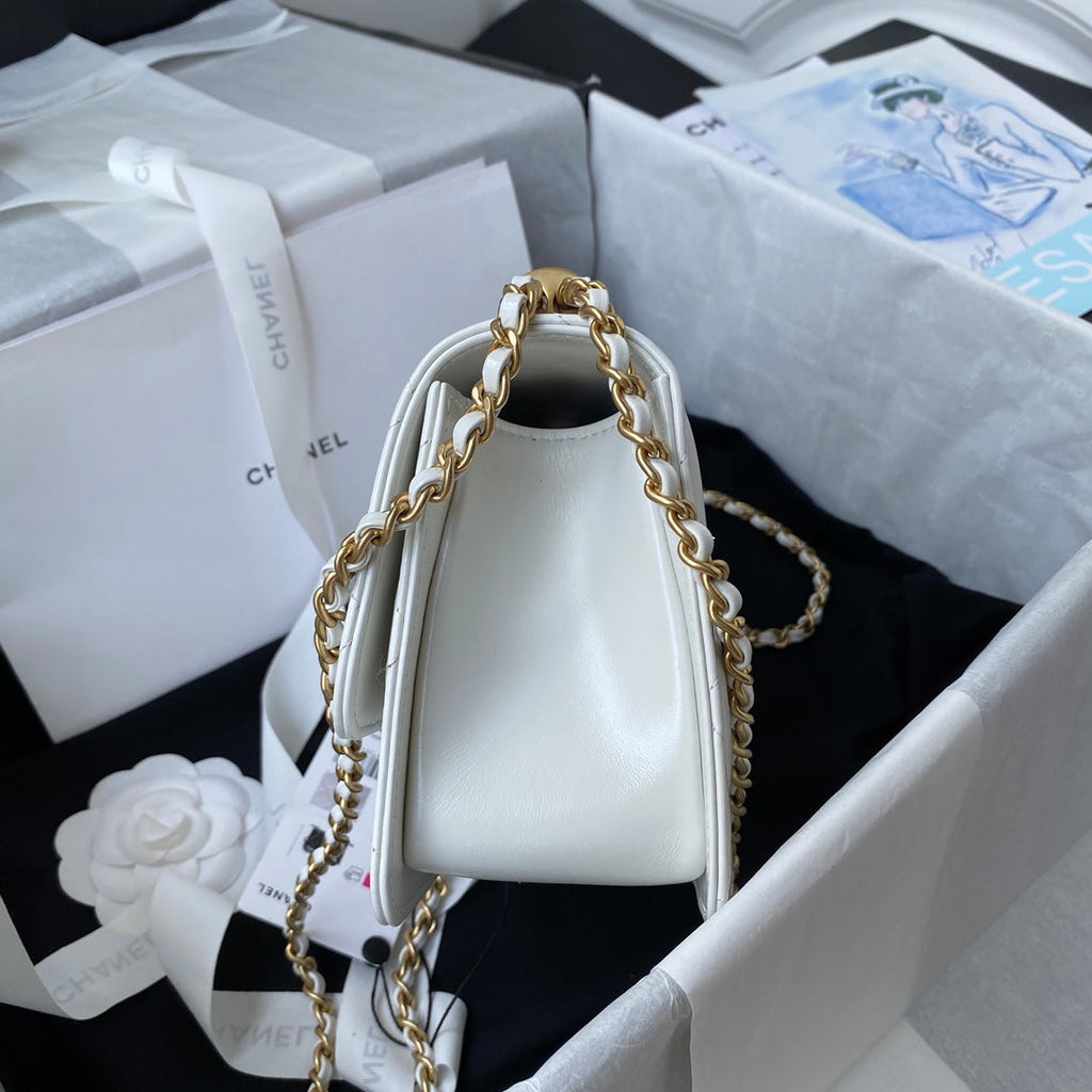 Chanel Mini Flap bag AS2615 Lambskin White