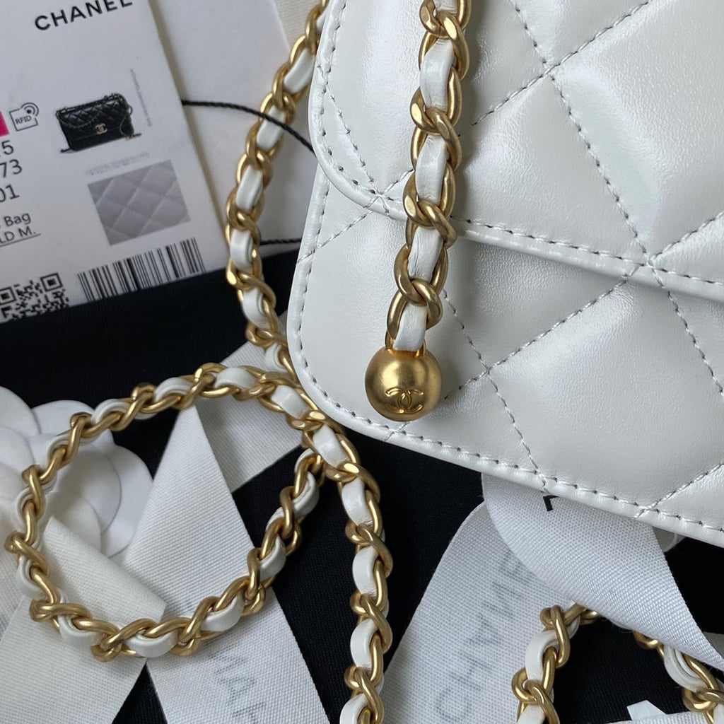 Chanel Mini Flap bag AS2615 Lambskin White