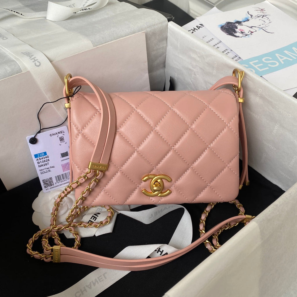 Chanel Mini flap bag AS4340 Lambskin Pink