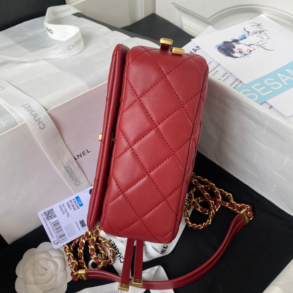Chanel Mini flap bag AS4340 Lambskin Red
