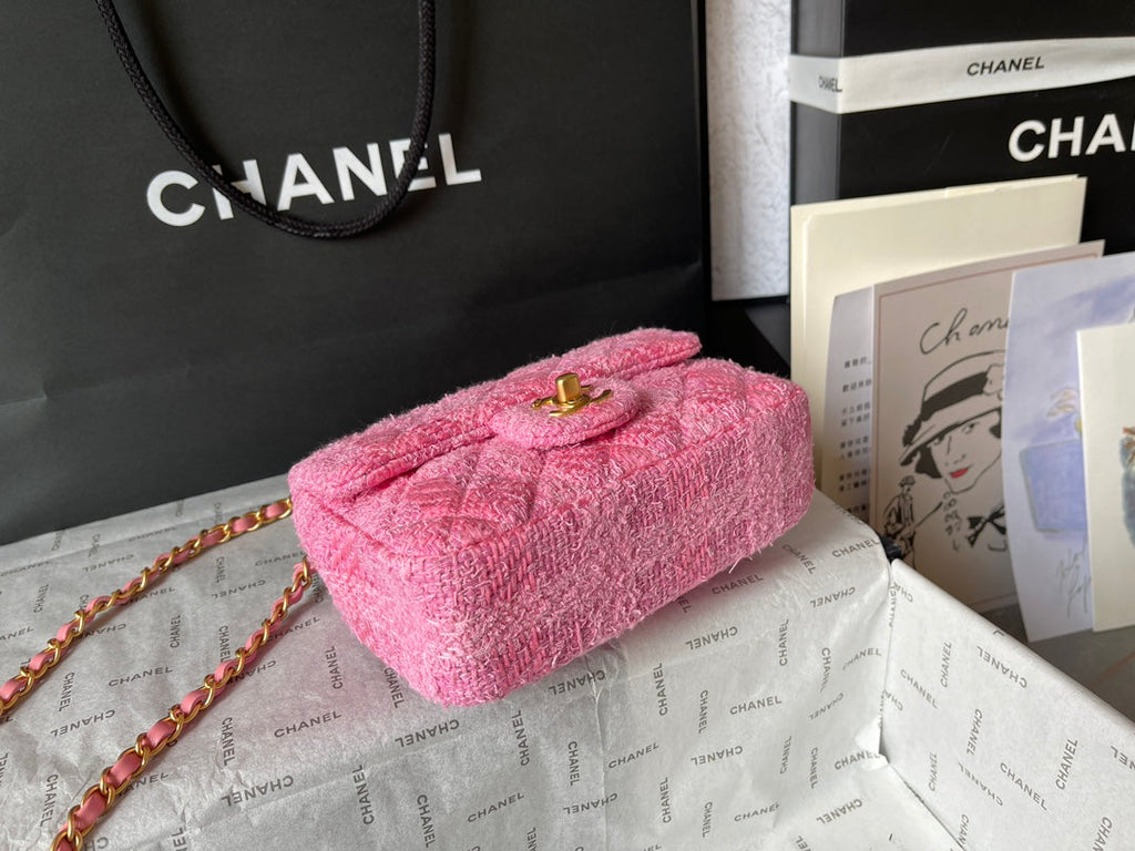 Chanel Mini Flap Bag AS4384 Pink Tweed