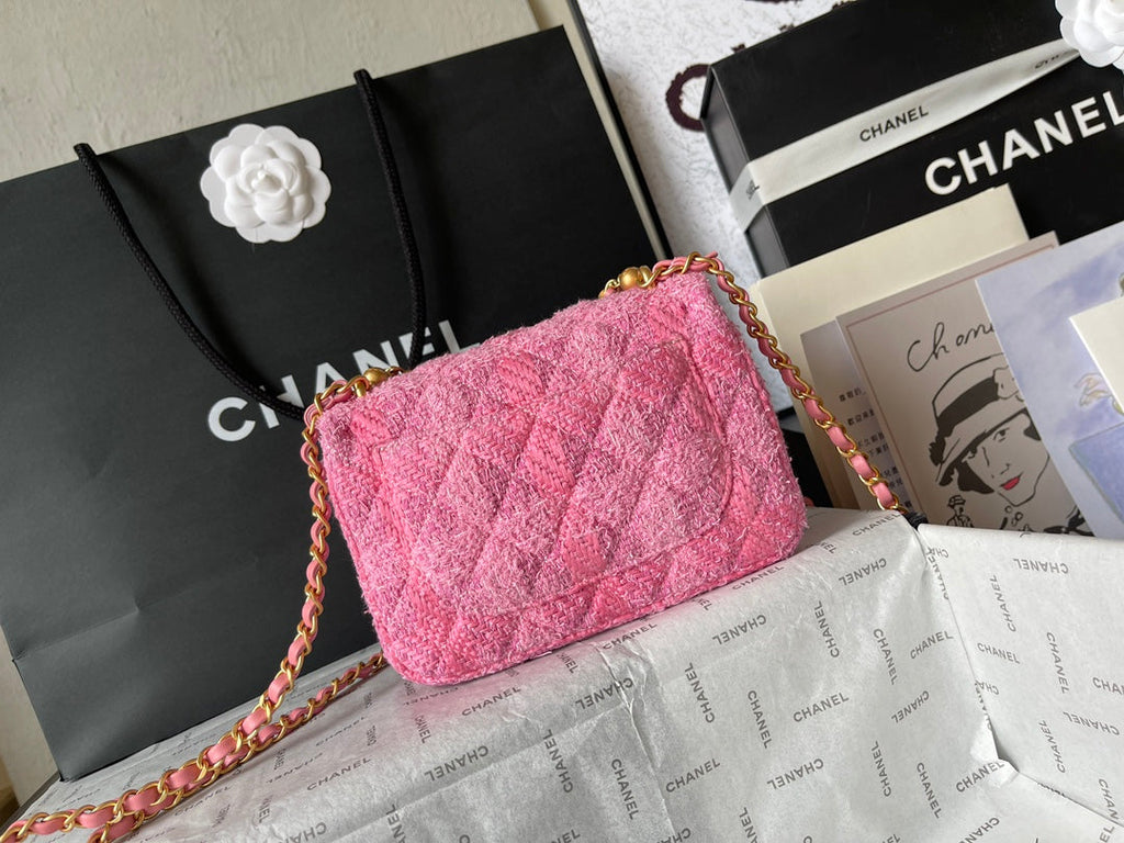 Chanel Mini Flap Bag AS4384 Pink Tweed