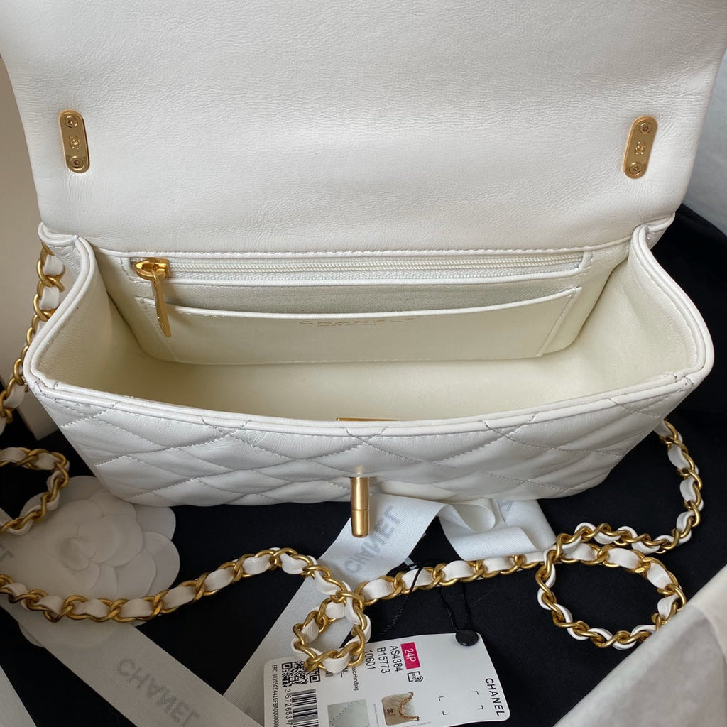 Chanel Mini Flap Bag AS4384 White Lambskin