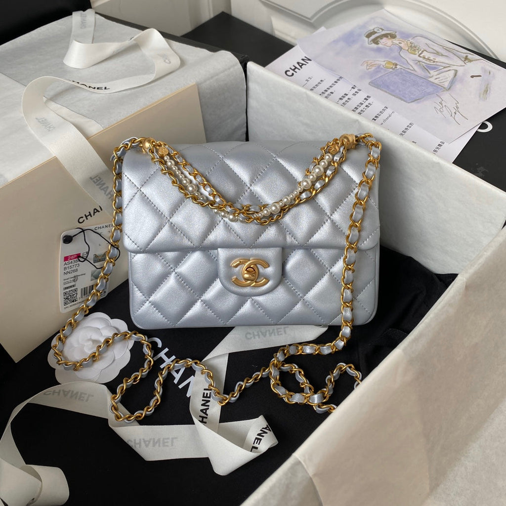 Chanel Mini Flap Bag AS4384 Gray Lambskin