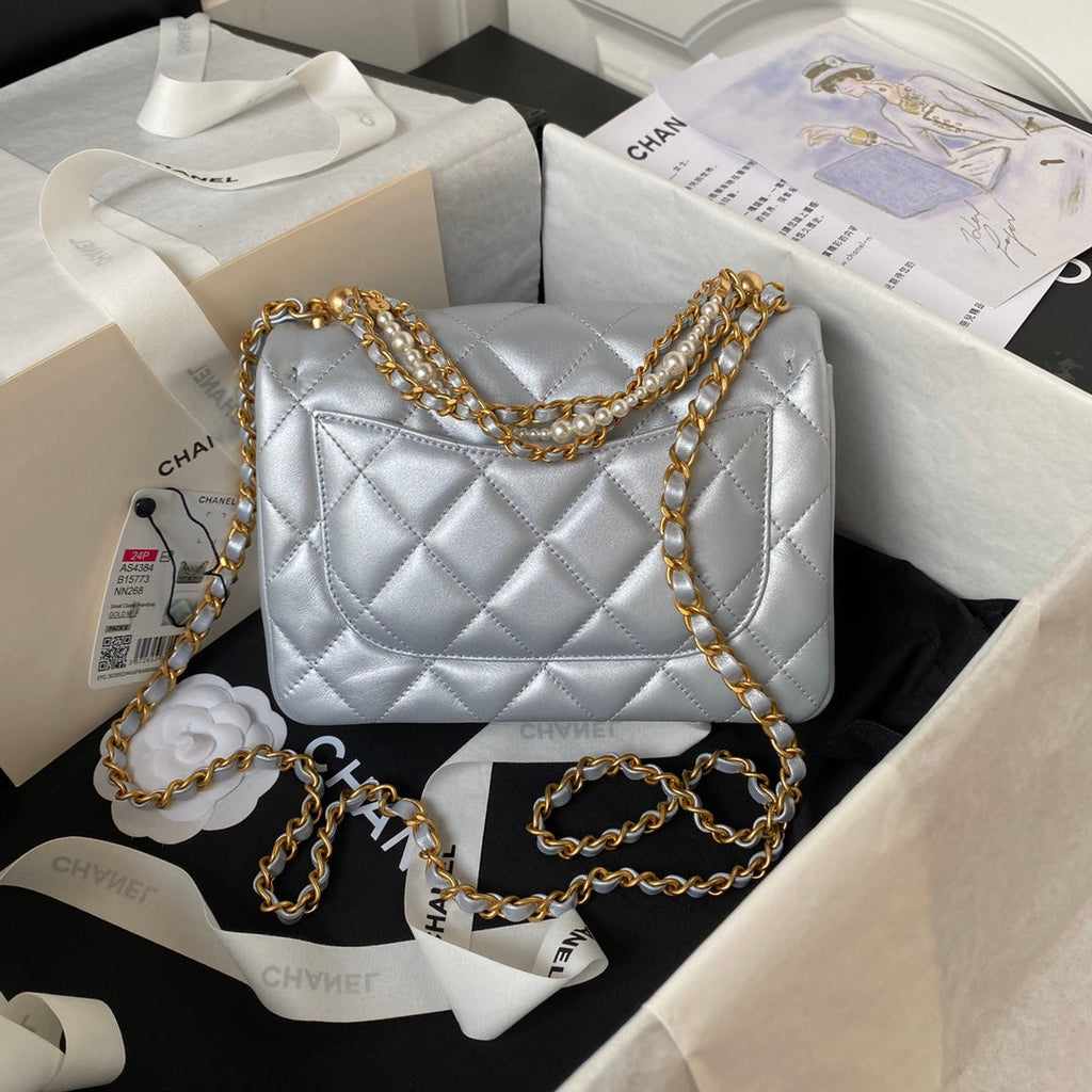 Chanel Mini Flap Bag AS4384 Gray Lambskin