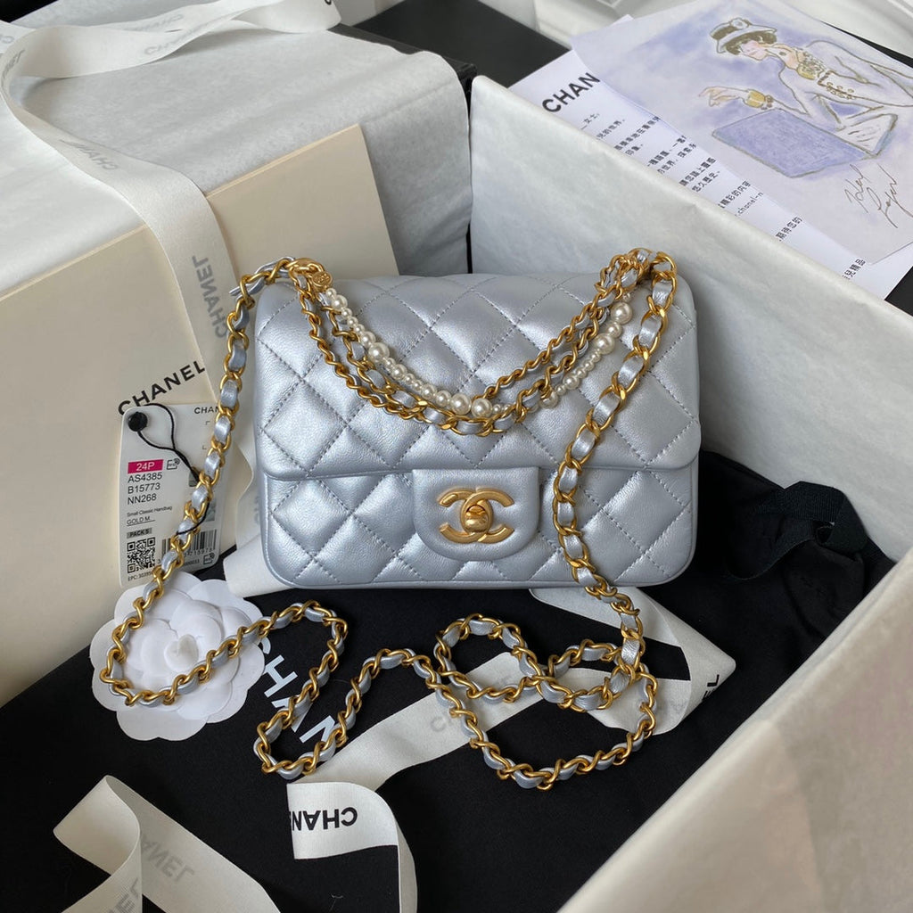 Chanel Mini Flap Bag AS4385 Gray Lambskin