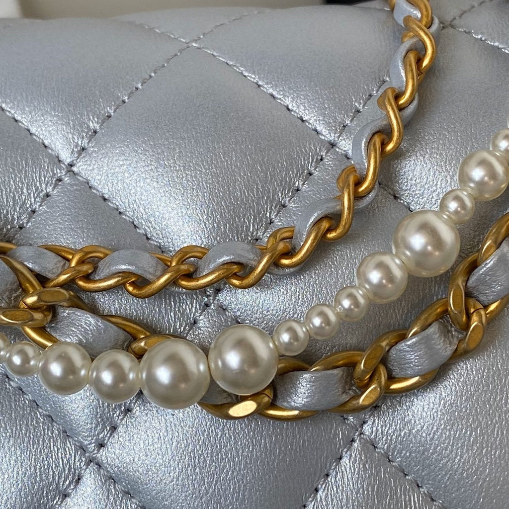 Chanel Mini Flap Bag AS4385 Gray Lambskin