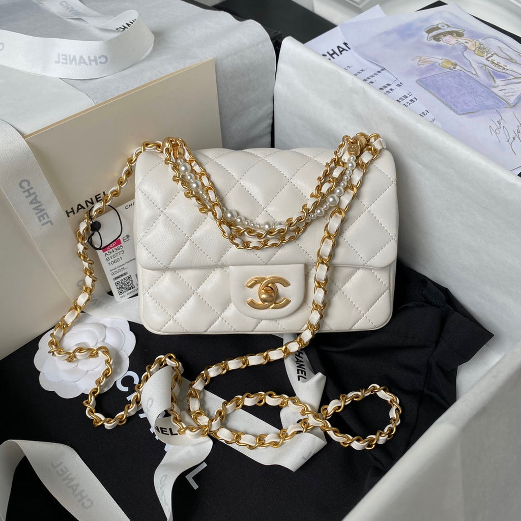 Chanel Mini Flap Bag AS4385 White Lambskin