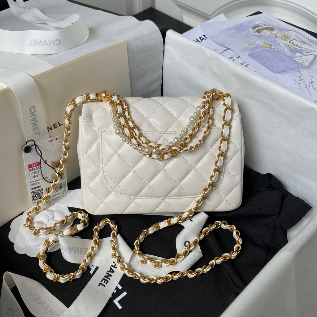 Chanel Mini Flap Bag AS4385 White Lambskin