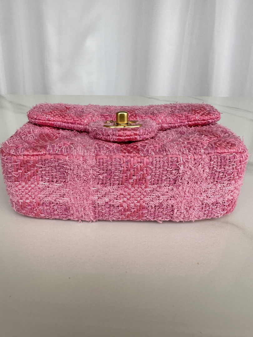 Chanel Mini Flap Bag AS4385 Pink Cotton Tweed