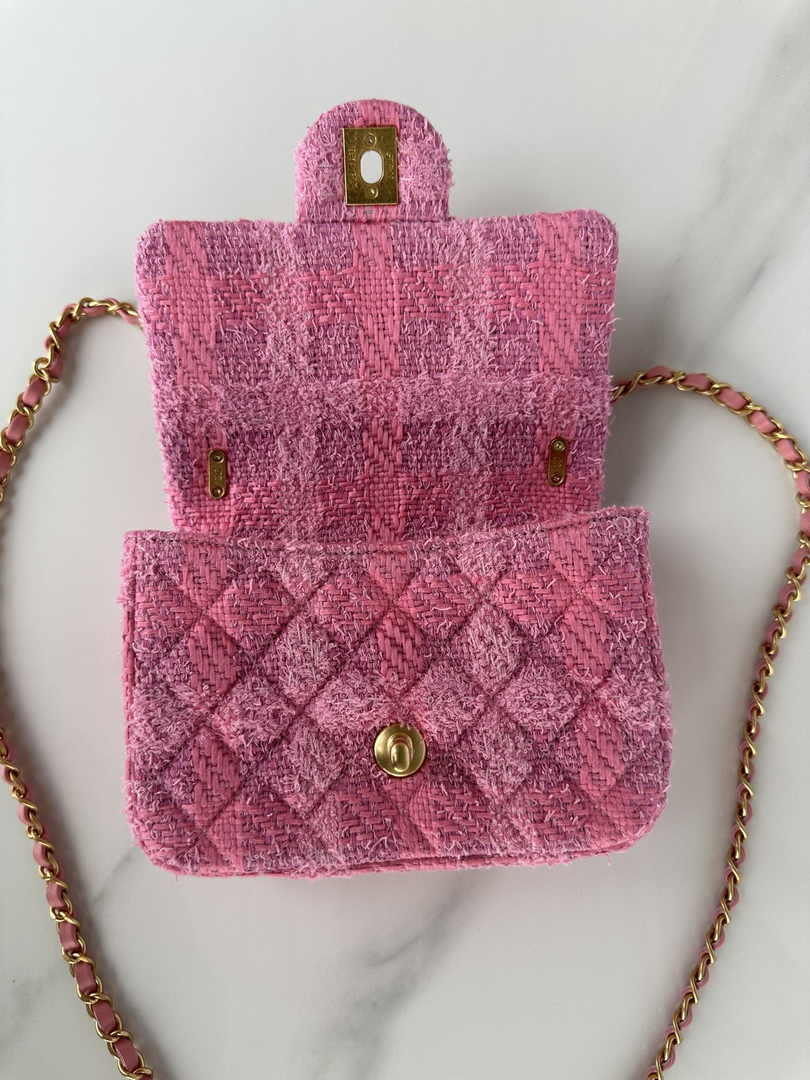 Chanel Mini Flap Bag AS4385 Pink Cotton Tweed