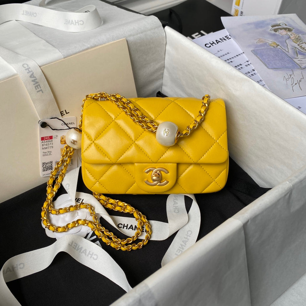 Chanel Mini Flap bag AS4868 Yellow Lambskin