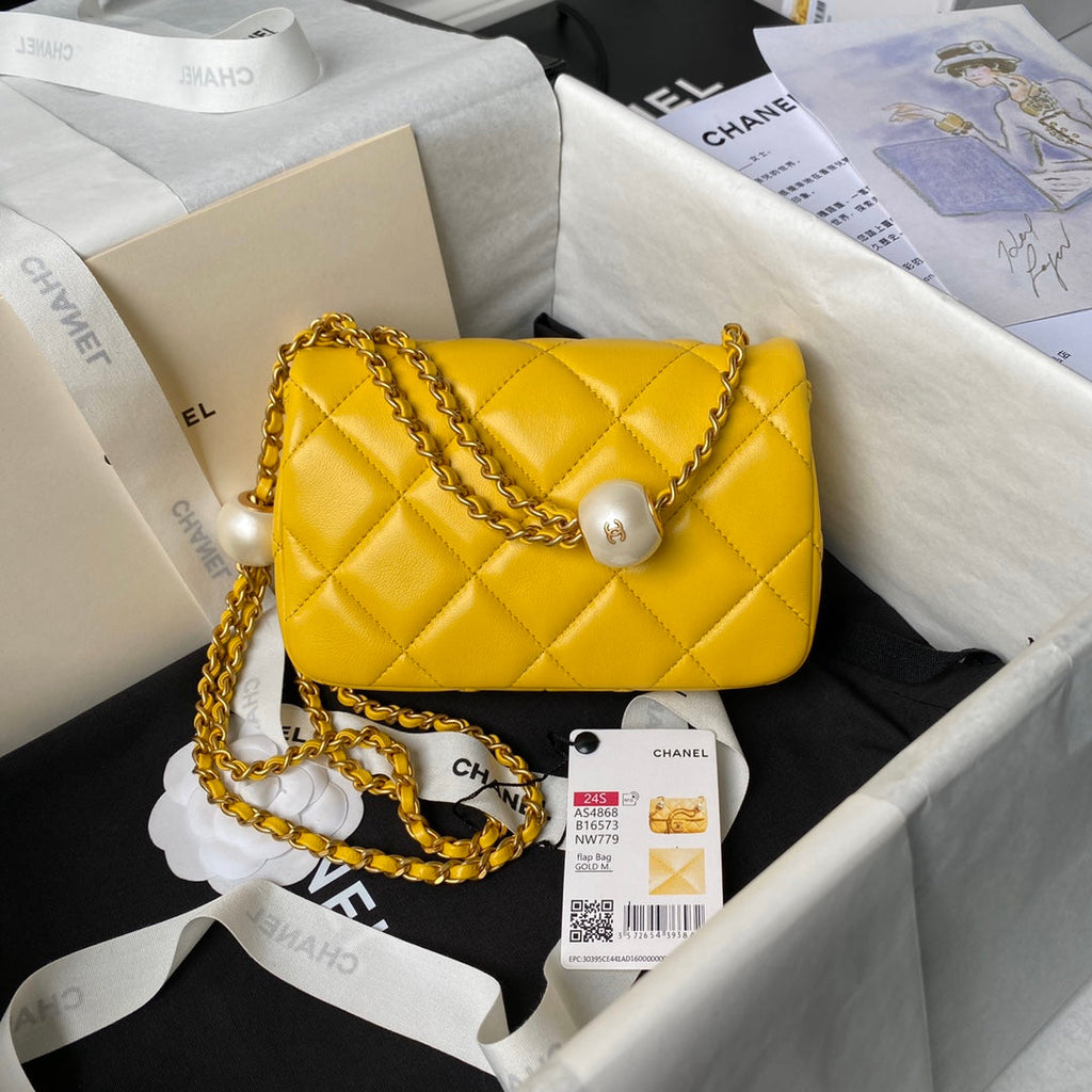 Chanel Mini Flap bag AS4868 Yellow Lambskin