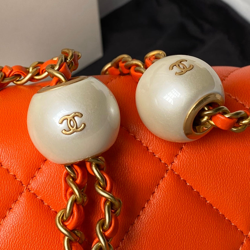 Chanel Mini Flap bag AS4868 Orange Lambskin