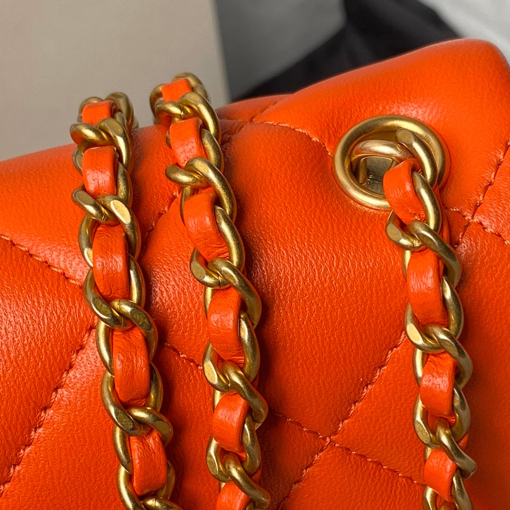 Chanel Mini Flap bag AS4868 Orange Lambskin