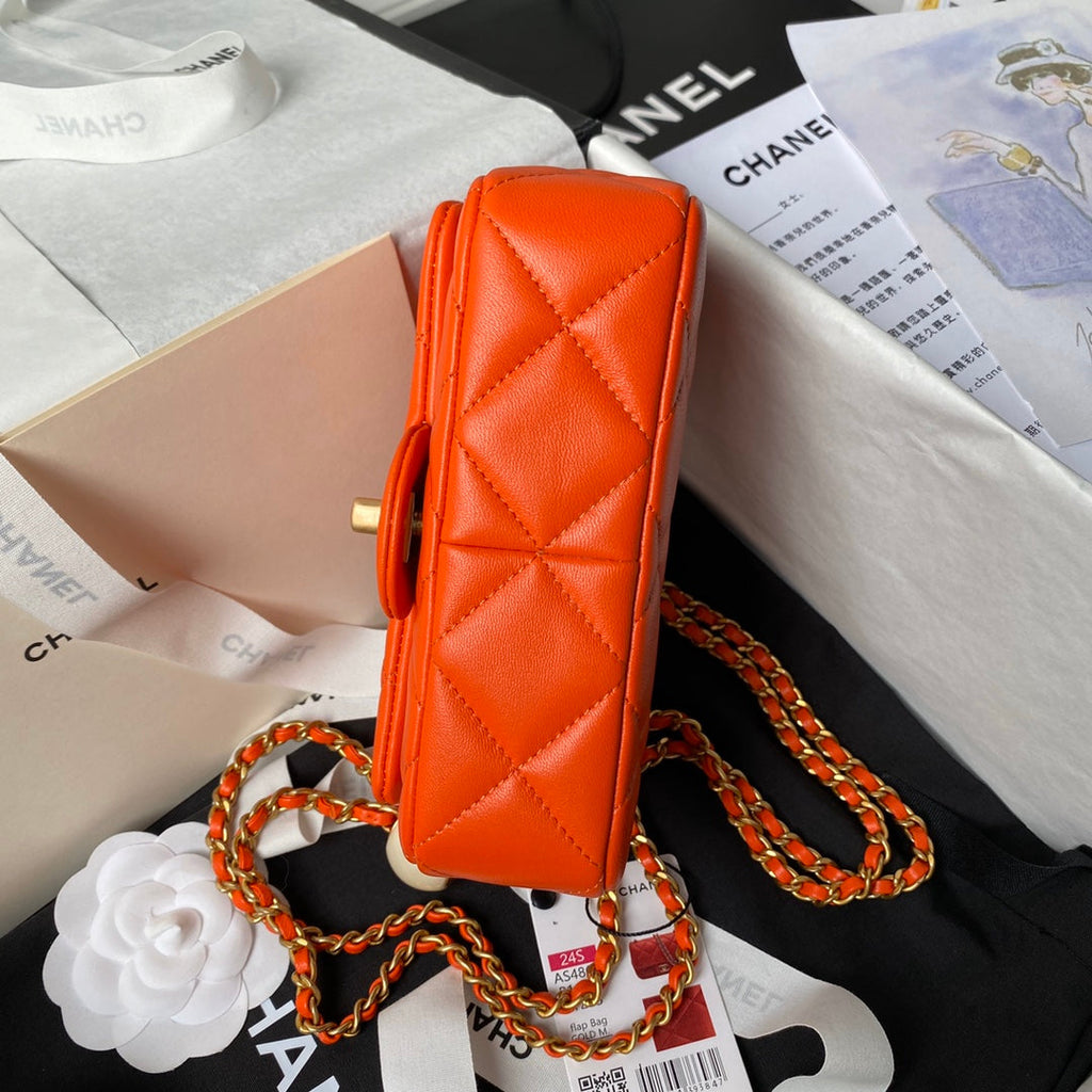 Chanel Mini Flap bag AS4868 Orange Lambskin