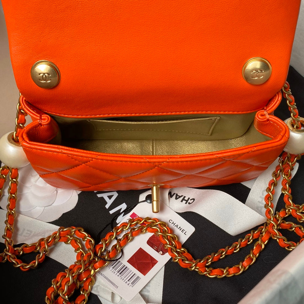 Chanel Mini Flap bag AS4868 Orange Lambskin
