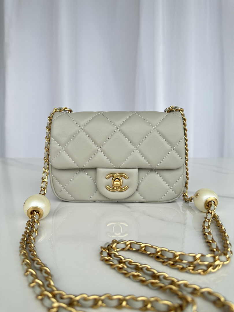 Chanel Mini Flap bag AS4868 Gray Lambskin