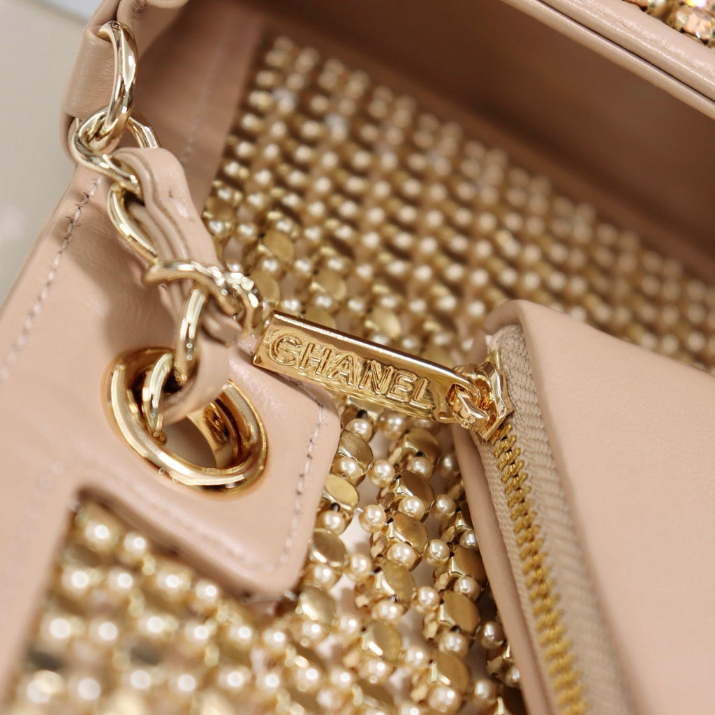 Chanel mini flap bag, AS4961 dark beige lambskin, diamanté