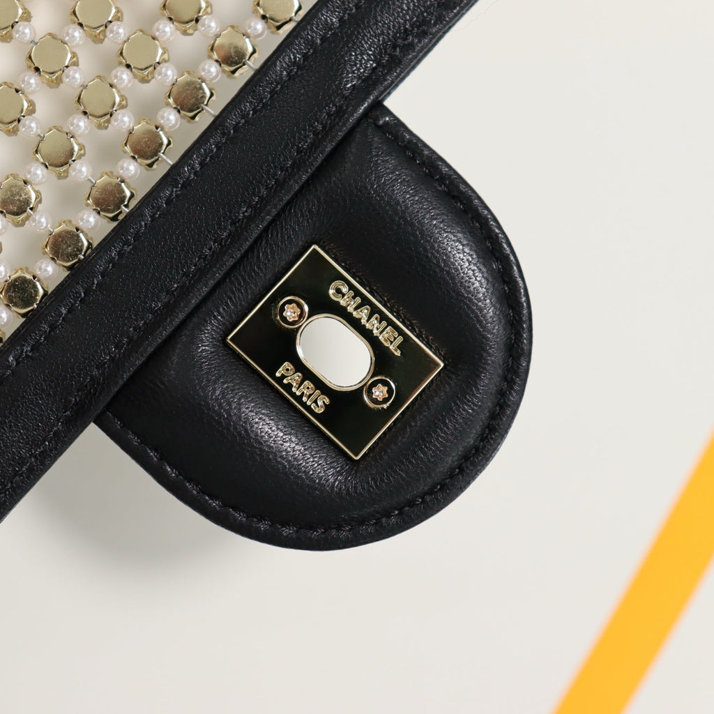 Chanel mini flap bag, AS4961 black gold lambskin, diamanté