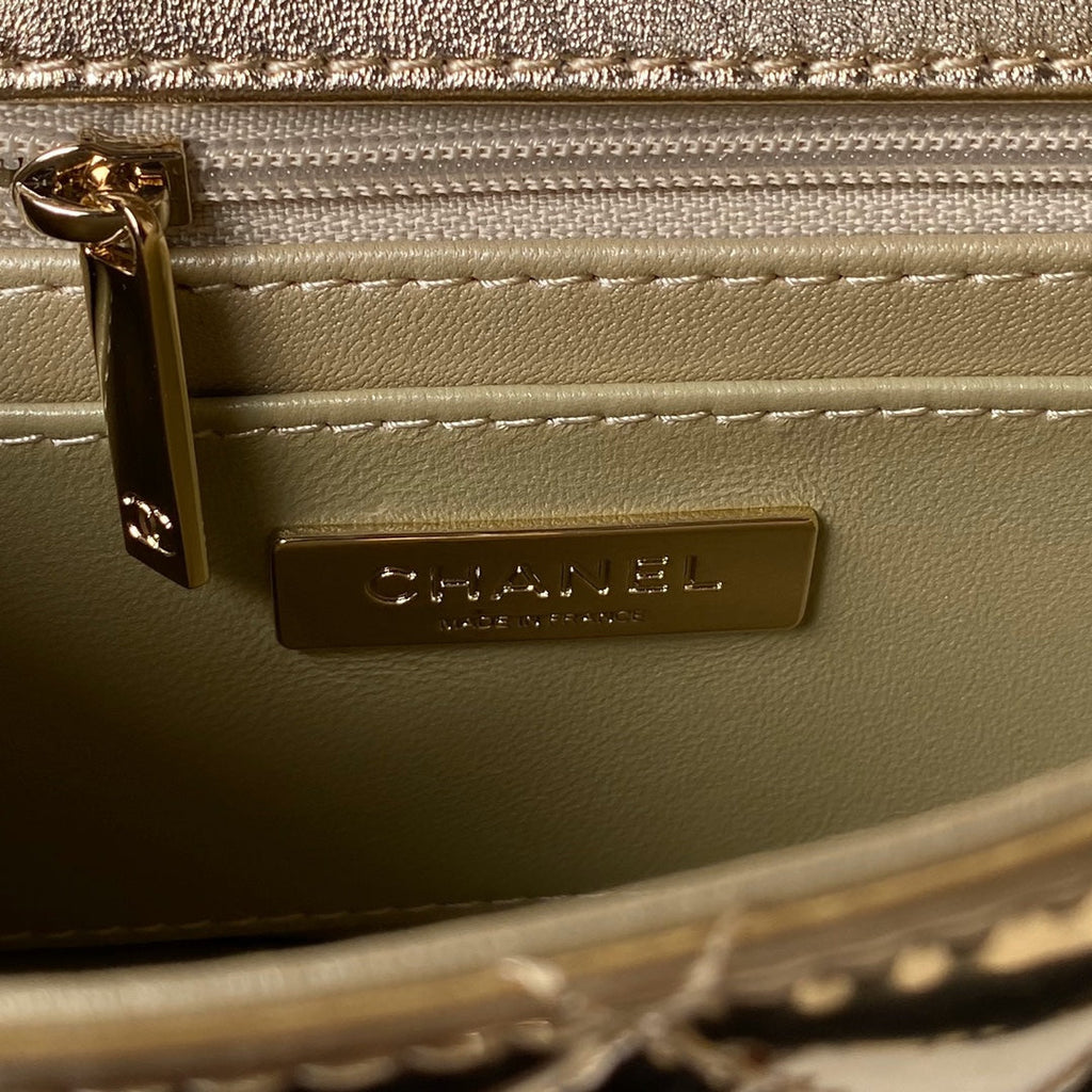 Chanel Mini Flap bag star coin purse AS4646 Mirror calfskin Gold