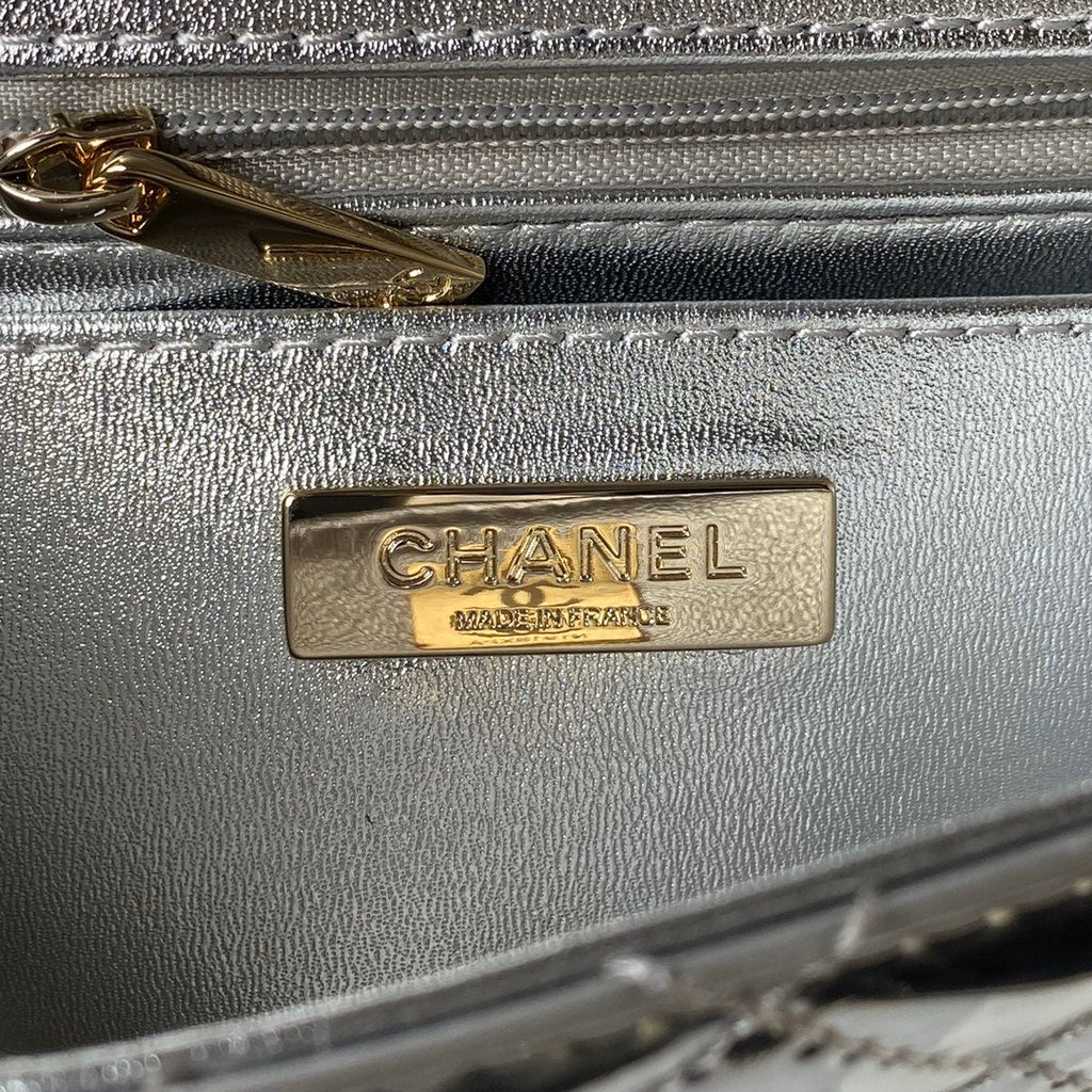 Chanel Mini Flap bag star coin purse AS4646 Mirror calfskin Silver