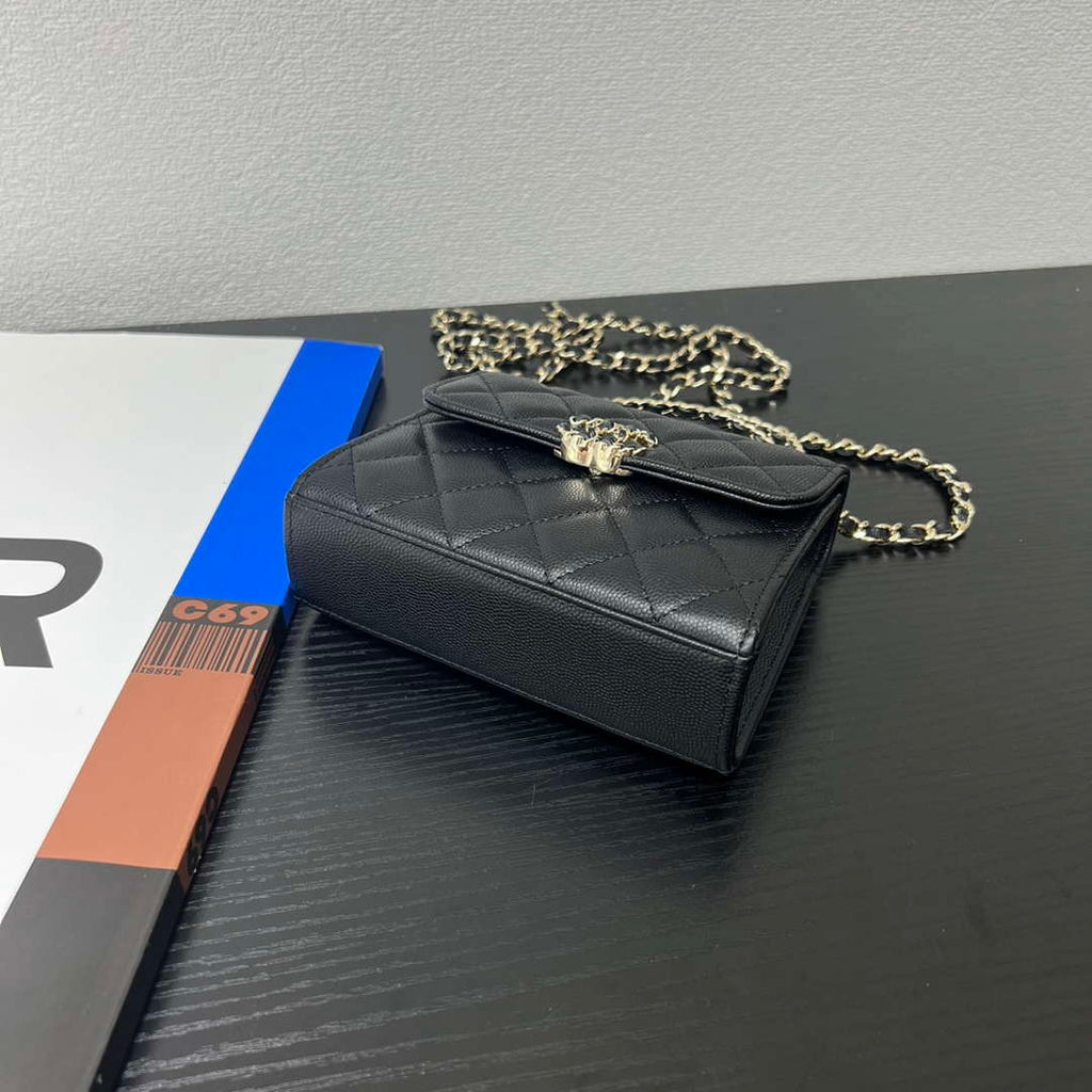 CHANEL Black Mini Flap Bag with Handle - AP3237