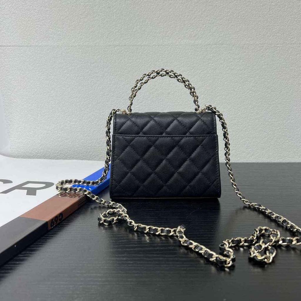 CHANEL Black Mini Flap Bag with Handle - AP3237