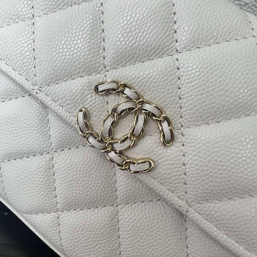 CHANEL White Mini Flap Bag with Handle - AP3237