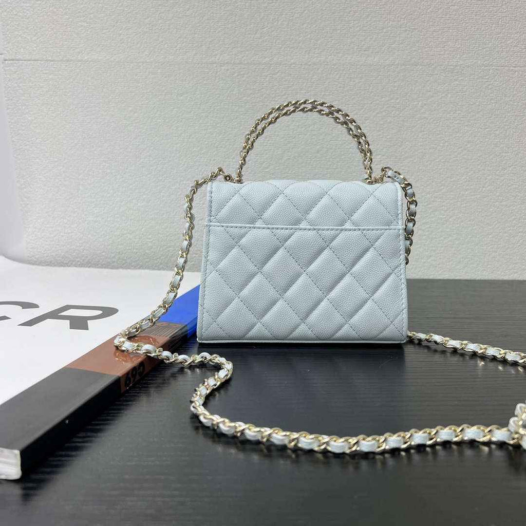 CHANEL Blue Mini Flap Bag with Handle - AP3237