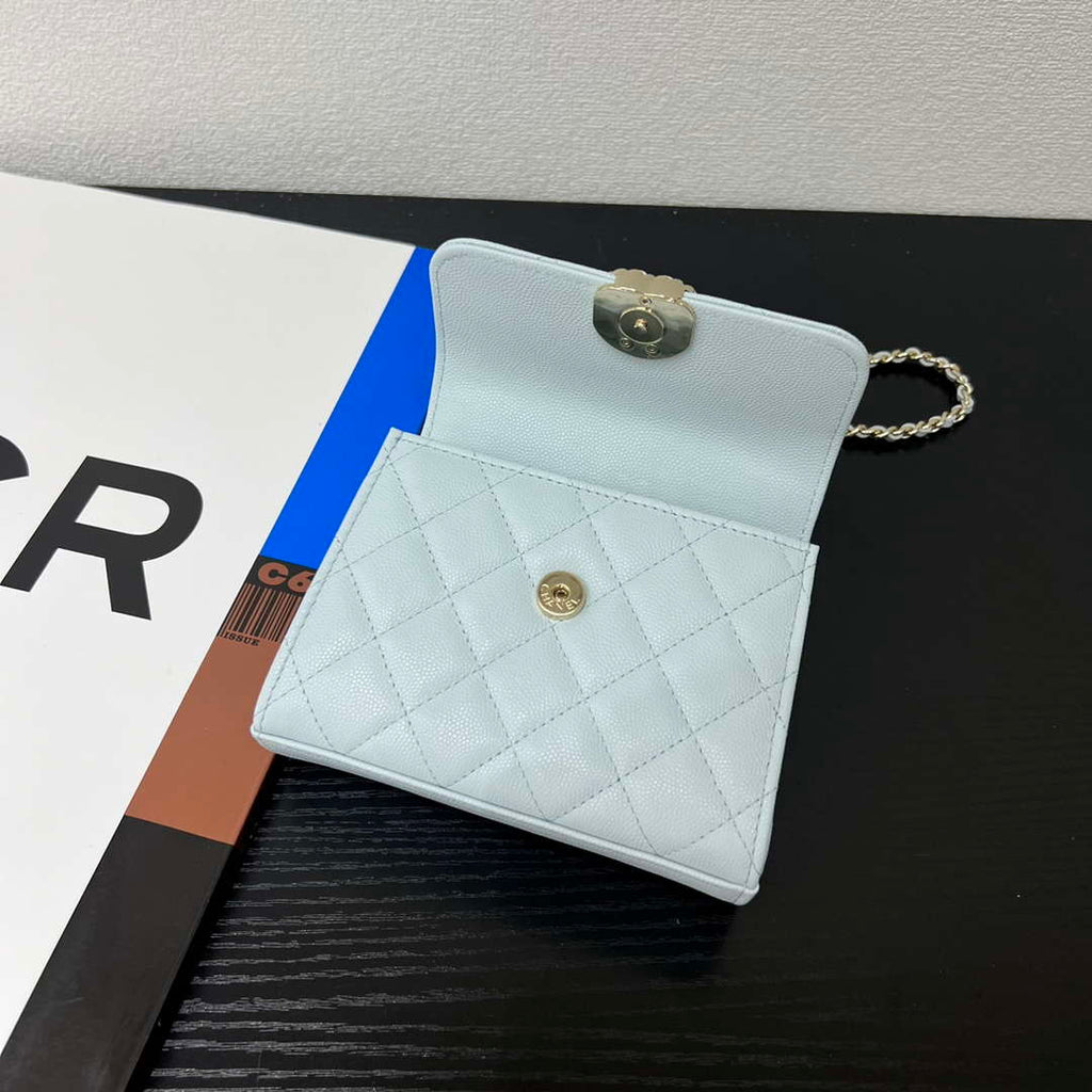 CHANEL Blue Mini Flap Bag with Handle - AP3237