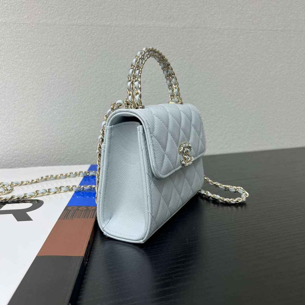 CHANEL Blue Mini Flap Bag with Handle - AP3237