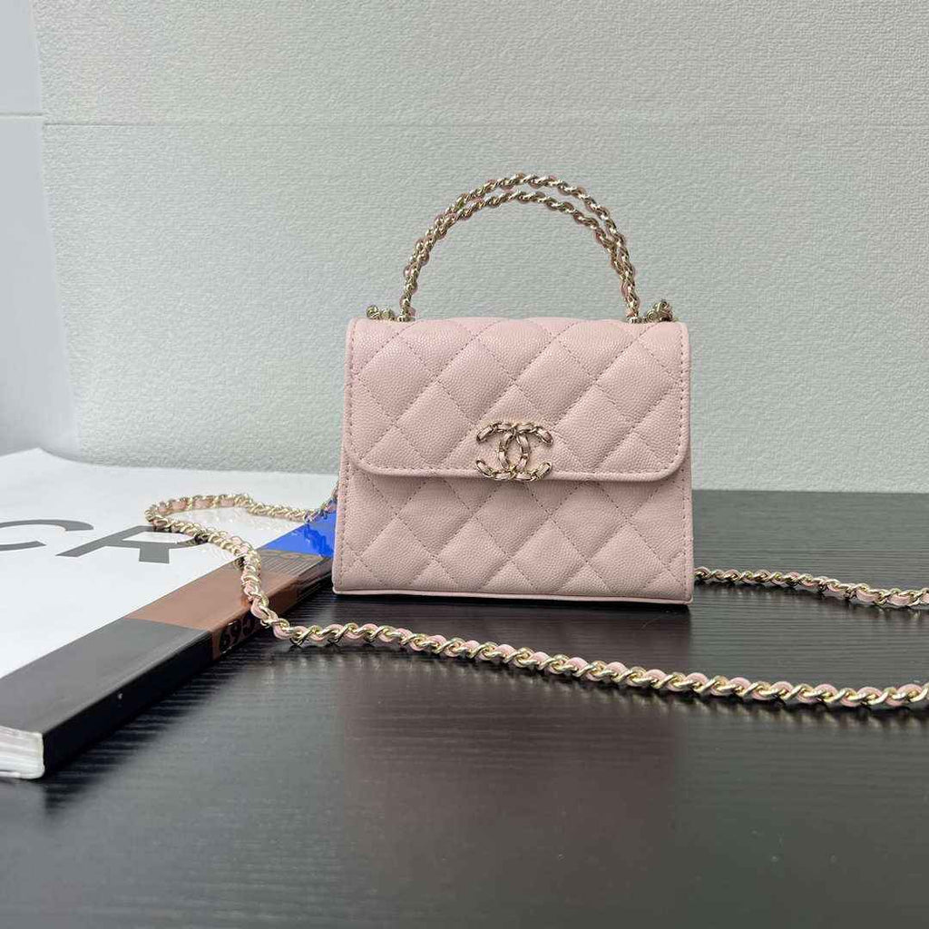 CHANEL Pink Mini Flap Bag with Handle - AP3237