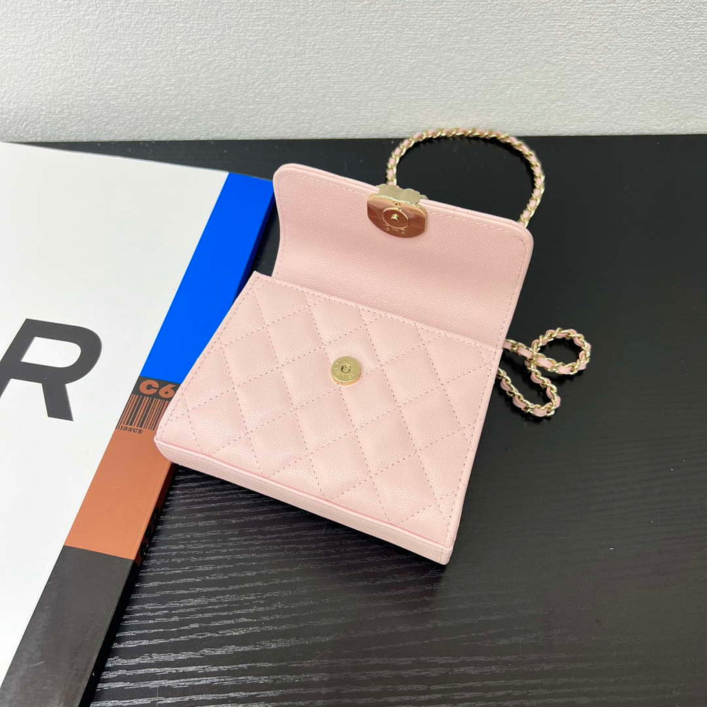 CHANEL Pink Mini Flap Bag with Handle - AP3237