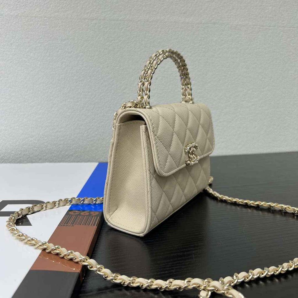 CHANEL Apricot Mini Flap Bag with Handle - AP3237