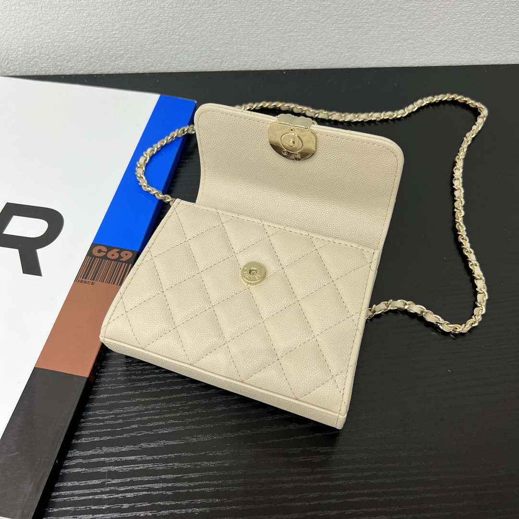 CHANEL Apricot Mini Flap Bag with Handle - AP3237