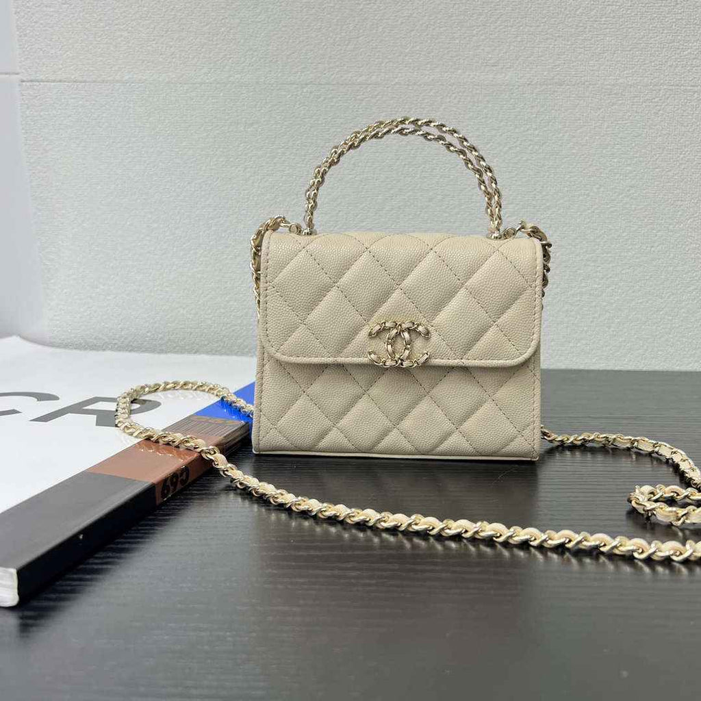 CHANEL Apricot Mini Flap Bag with Handle - AP3237