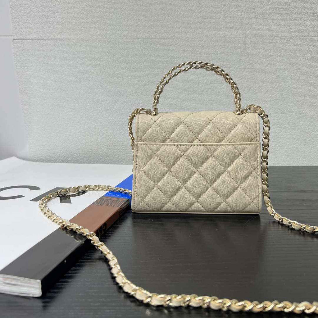 CHANEL Apricot Mini Flap Bag with Handle - AP3237