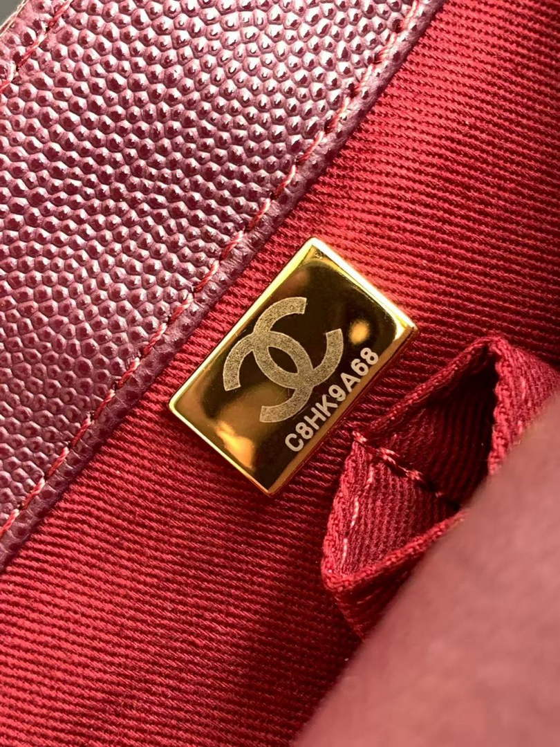 Chanel Mini Flap Bag with Top Handle AS2215 - Wine Red Leather Gold
