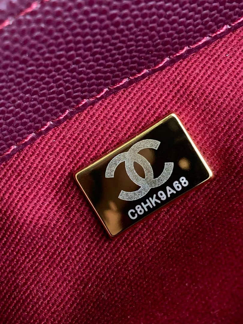 Chanel Mini Flap Bag with Top Handle AS2215 - Wine Red Leather