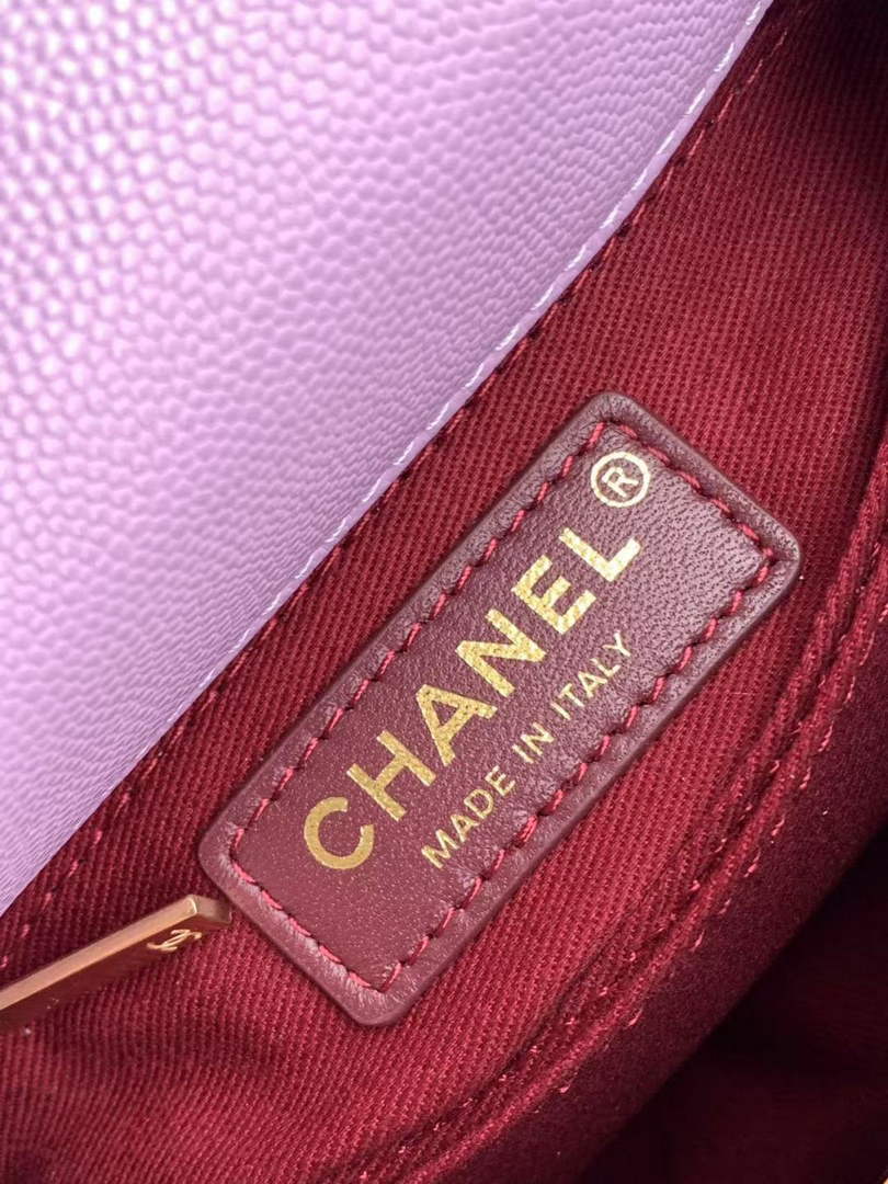 Chanel Mini Flap Bag with Top Handle AS2215 - Purple Red Leather