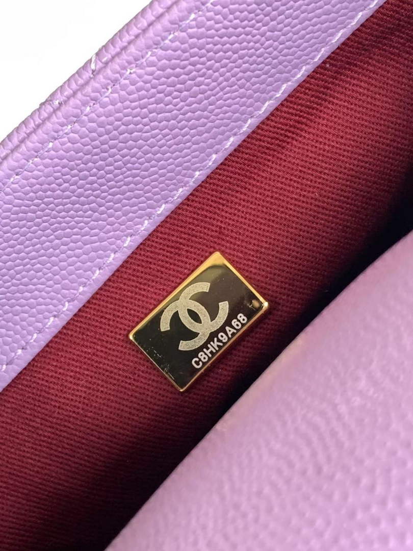 Chanel Mini Flap Bag with Top Handle AS2215 - Purple Leather