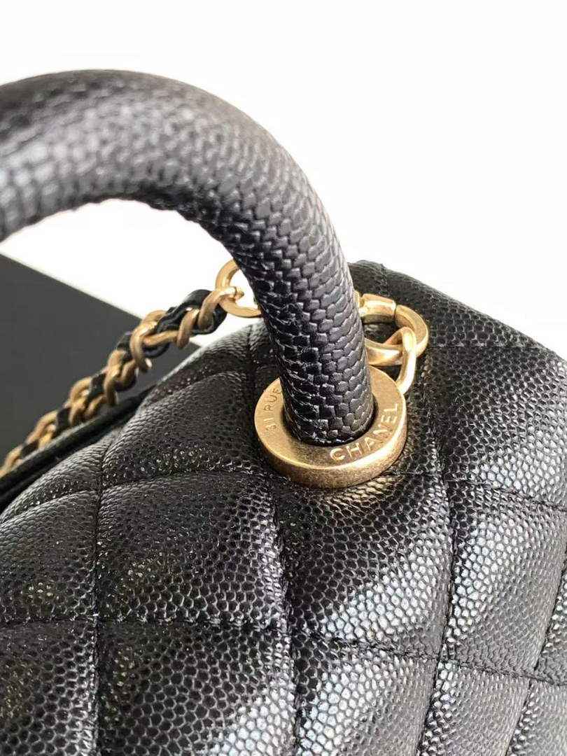 Chanel Mini Flap Bag with Top Handle AS2215 - Black Leather - Gold Hardware