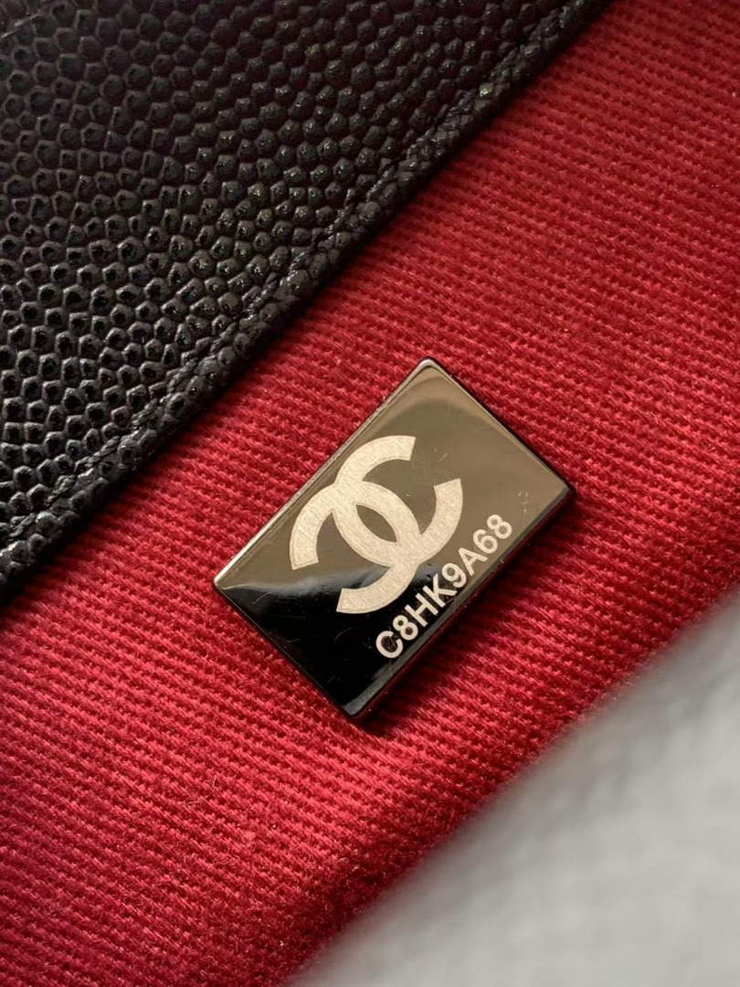 Chanel Mini Flap Bag with Top Handle AS2215 - Black Red Leather