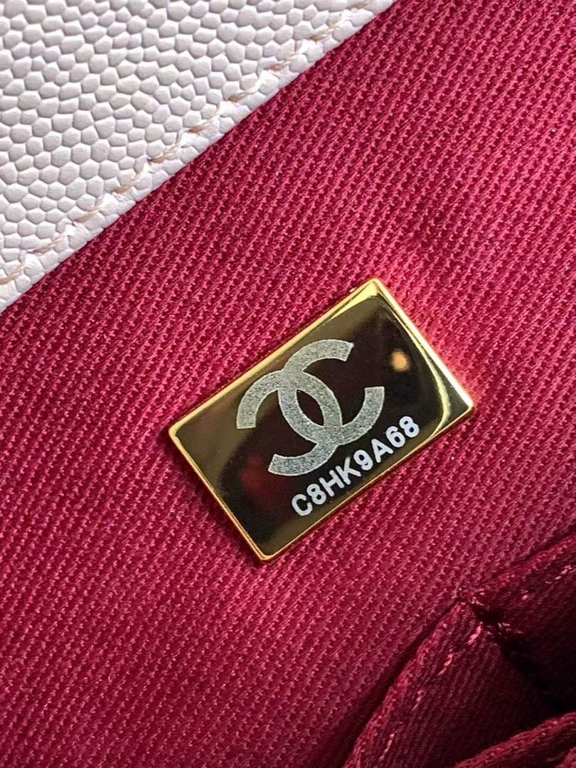 Chanel Mini Flap Bag with Top Handle AS2215 - Apricot Red Leather