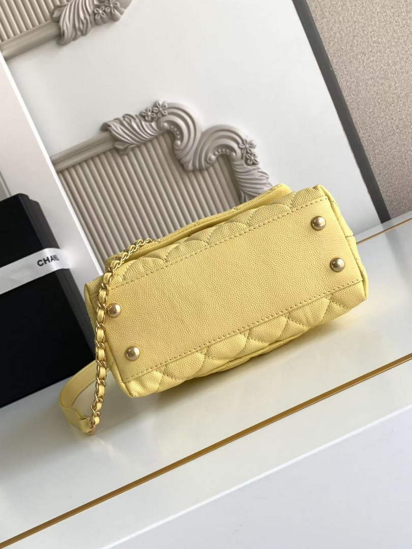Chanel Mini Flap Bag with Top Handle AS2215 - Yellow Red Leather
