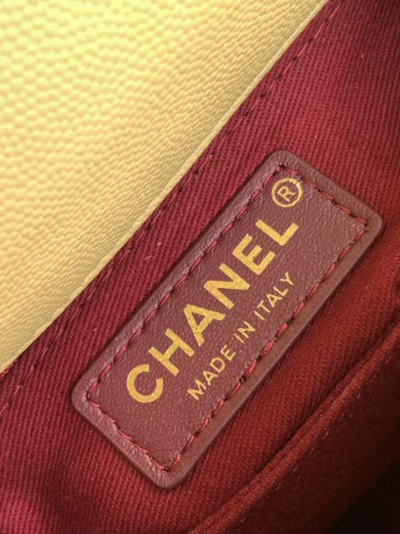Chanel Mini Flap Bag with Top Handle AS2215 - Yellow Red Leather