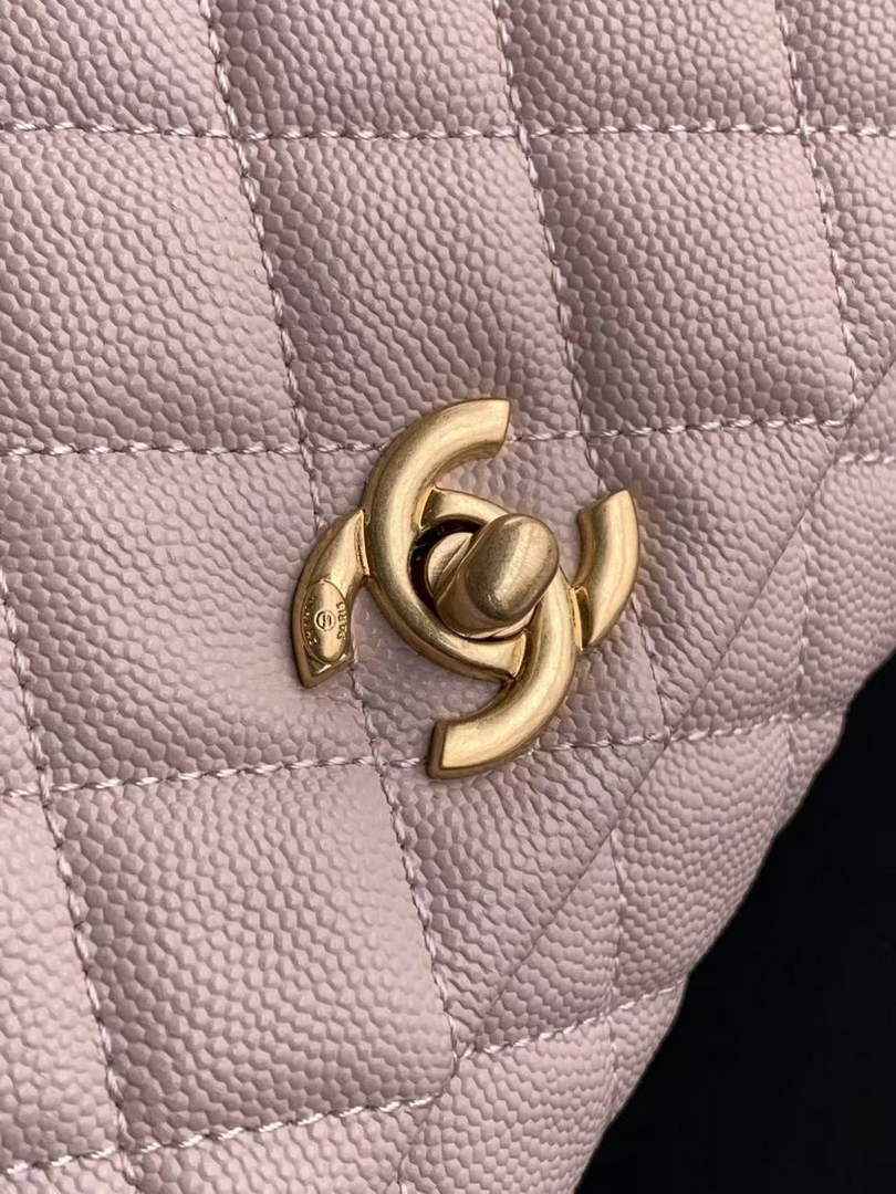 Chanel Mini Flap Bag with Top Handle AS2215 - Pink Red Leather